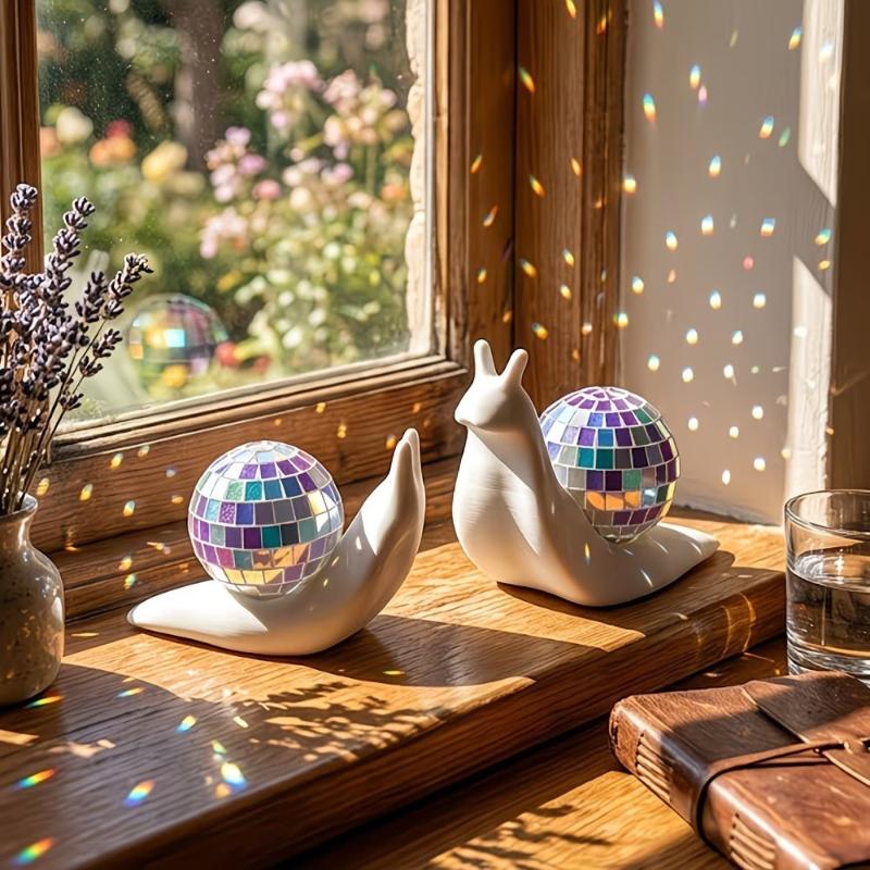 2Pcs Snail Disco Ball Catcher Indoor Window Light Spot Refractor Creative Desktop Ornaments Home Decoration