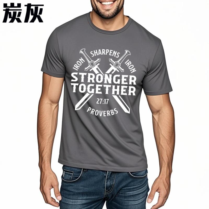 Summer top Printed Boys Oneck tshirt Streetwear Iron Sharpens Iron Stronger Together Proverbs 27 17 Retro Teenagers Tee shirt