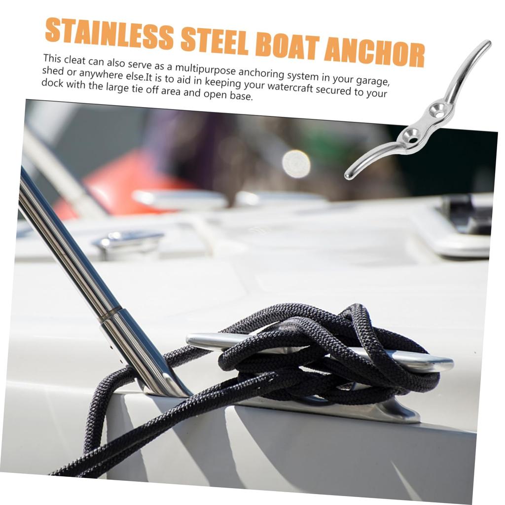 Iplusmile Durable Stainless Steel Dock Deck Rope Cleats Set of 2 Marine Yacht Anchor for Watercraft Garage Multi-Purpose Use