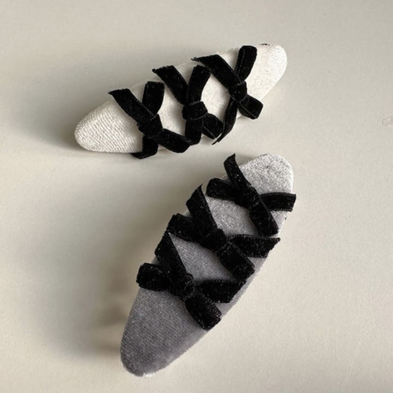 mosxe Velvet oval ribbon hair pin (2color)