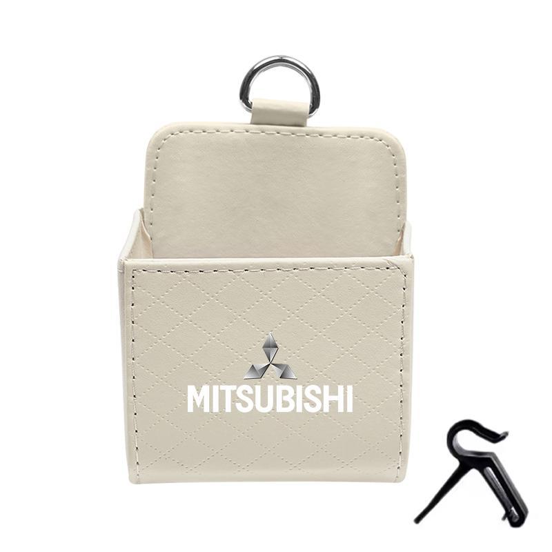 Car Storage Bag Car Air Outlet Debris Bag Mobile Phone Key Sunglasses Leather Organizer Box For Mitsubishi Eclipse Lancer Colt