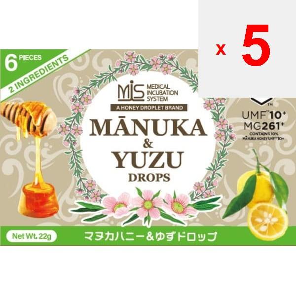 Wakasho HONEY JAPAN Manuka Honey & Yuzu Drops 22g (6 pcs)No Sugar or Syrup Is Used, Only Honey Is H No Sugar or Syrup Is Used, Only Honey Is Hardened