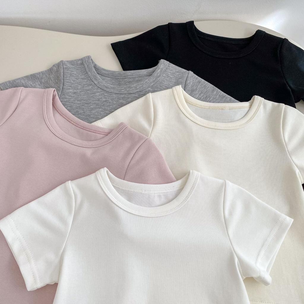 Kids Short Sleeve Cotton T Shirt for Boys and Girls Summer Basic Top
