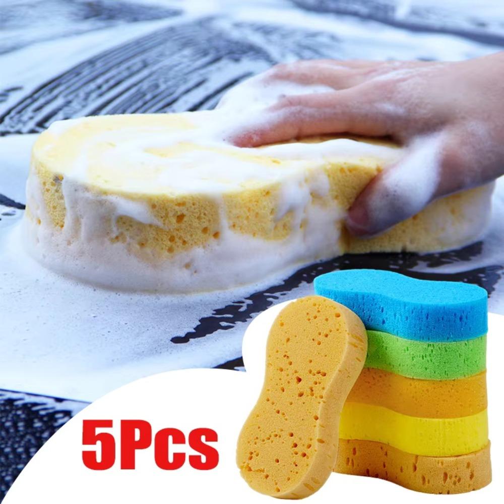 5pcs Car Wash Honeycomb 8-shaped Compressed Large Sponges High-density Car Cleaning Waxing Beauty Sponge Block Cleaning Tools