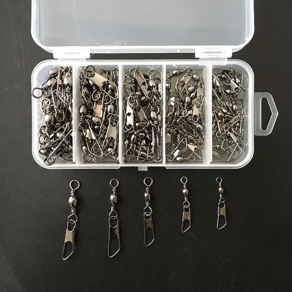 160PCS with Safety Snap Fishing Barrel Swivel Fishing Line Connector  Saltwater Fishing