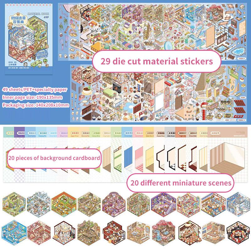 DIY 3D Stickers Landscape Stickers Collection Book Album Cartoon Scene Christmas Toy Game Festival Birthday Gift For Kid Child