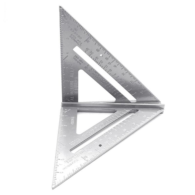 2Pcs/Set 18-25.5CM 10 Inch Aluminum Alloy 1pc Triangle Angle 1pc Ruler Oblong Shape Protractor Measuring Ruler Woodworking Tool