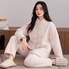 Couple pajamas winter warm coral fleece men's long-sleeved trousers high-end women's flannel loungewear set