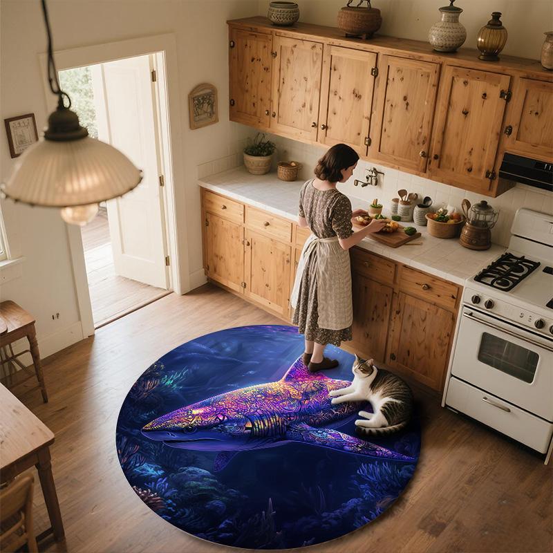 Shark,Round Area Rug,Carpet Rug for Living Room Bedroom Sofa Playroom Decor,Non-slip Floor Mat