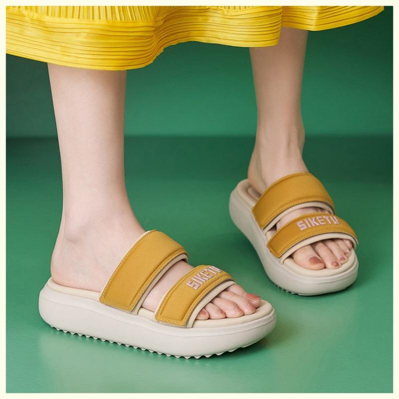 2026 Fashion Brand Summer Shoes Women Sandals Thick Sole Soft Summer Holiday Comfortable Ladies Sandals Non-slip Yellow Black Plus Size 41