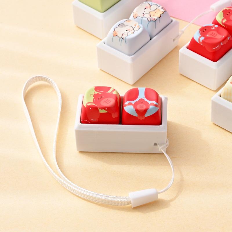 Cute Cartoon Fidget Keycap Keychains Adorable Animal Patterns For Bag Decor Office Stress Relief