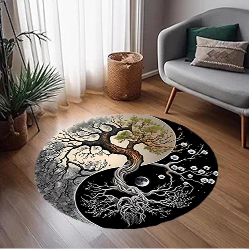 1pc Yin Yang Tree Design Non Slip Home Carpet Living Room Decoration Gift Idea