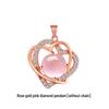 Intertwined Double Heart Shape Pink Crystal & Cat's Eye Heart Pendant