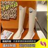 Popular long boots women's white knight boots 2025 spring and autumn new cigarette long boots thick-soled thin high boots