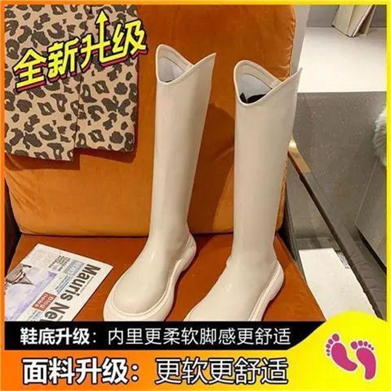 Popular long boots women's white knight boots 2025 spring and autumn new cigarette long boots thick-soled thin high boots