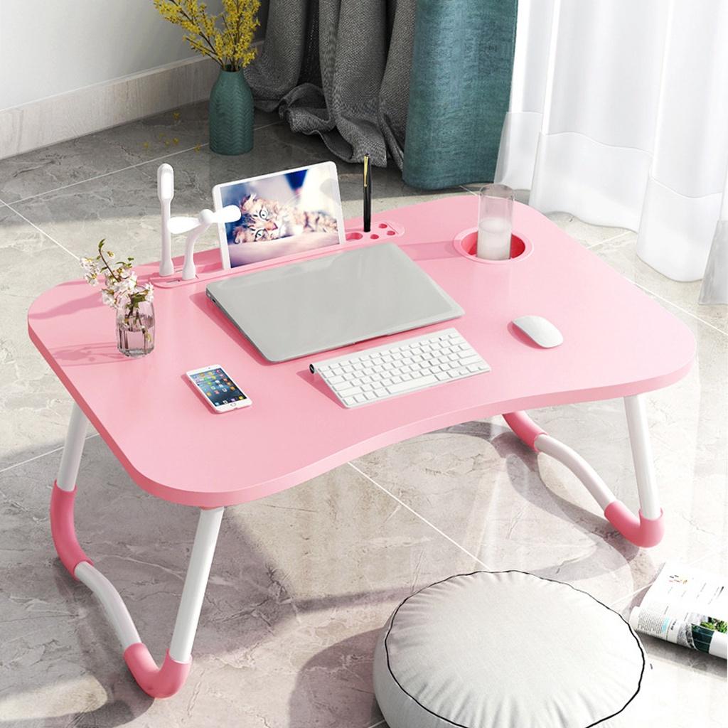 Folding Laptop Stand Holder Study Table Lamp Usb Fan Desk Wooden Foldable Computer Desk for Bed Sofa Tea Serving NEW