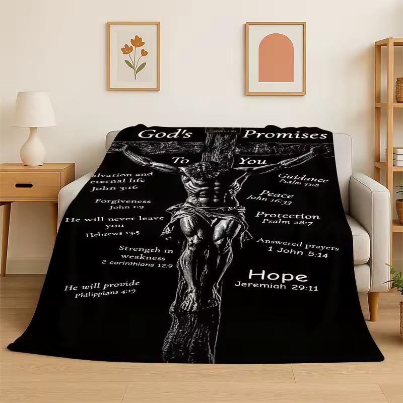 Jesus God Christian faith Flannel Blanket Soft Throw Blanket for Bedroom Living Room Bed Travel Camping Picnic Nap Cover Gift