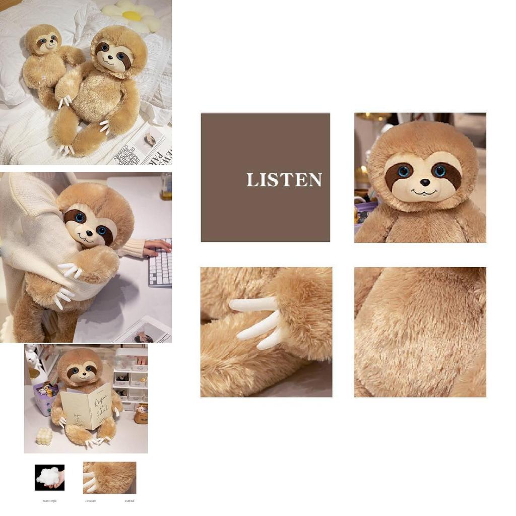 Adorable Sloth Plush Toy For Children's Educational Playtime Brown 35cm 0.2kg