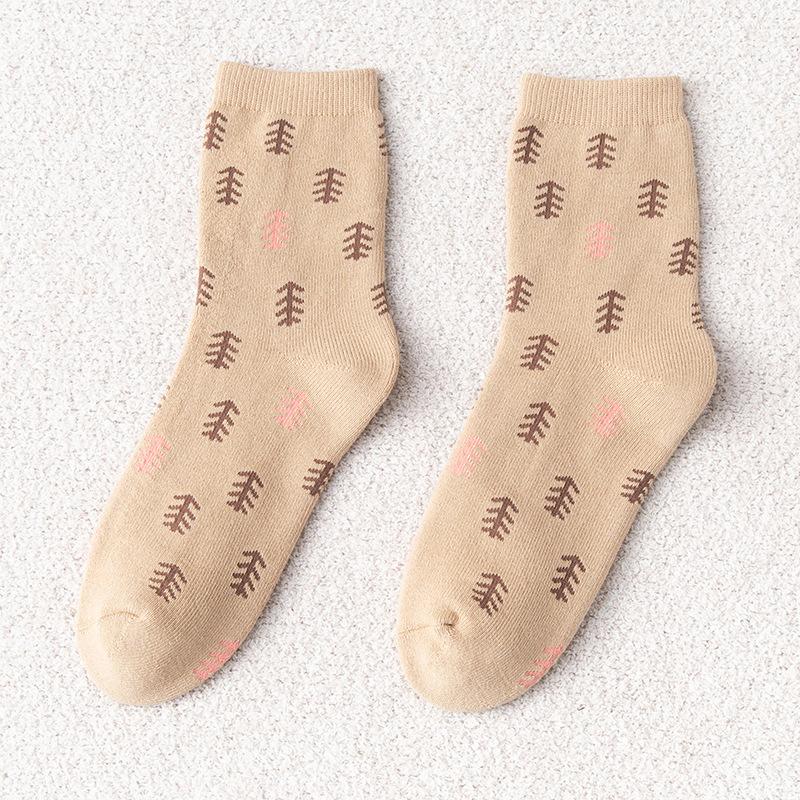 Female Autumn and Winter Plus Velvet and Thick Warm Hair Ring Tube Socks