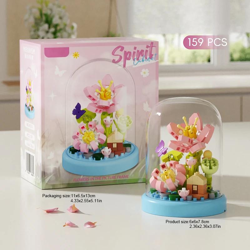 Building Blocks Assembling Toys Eternal Flowers Roses Sunflowers Ornaments for Girls Gifts for Desktop Ornaments