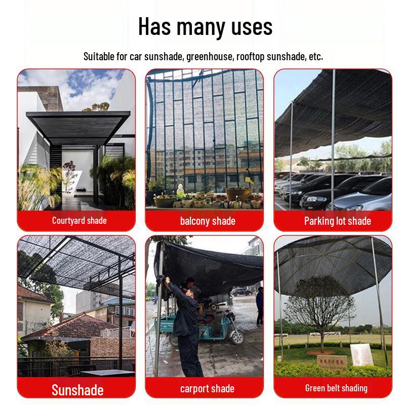 Black Encrypted 6-Pin Sun Shade Net for Outdoor Courtyard and Home