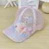 Elegant Lace-Trimmed Breathable Baseball Cap With Flower Embroidcery & Faux Pearls - Adjustable & Chic For Every Woman