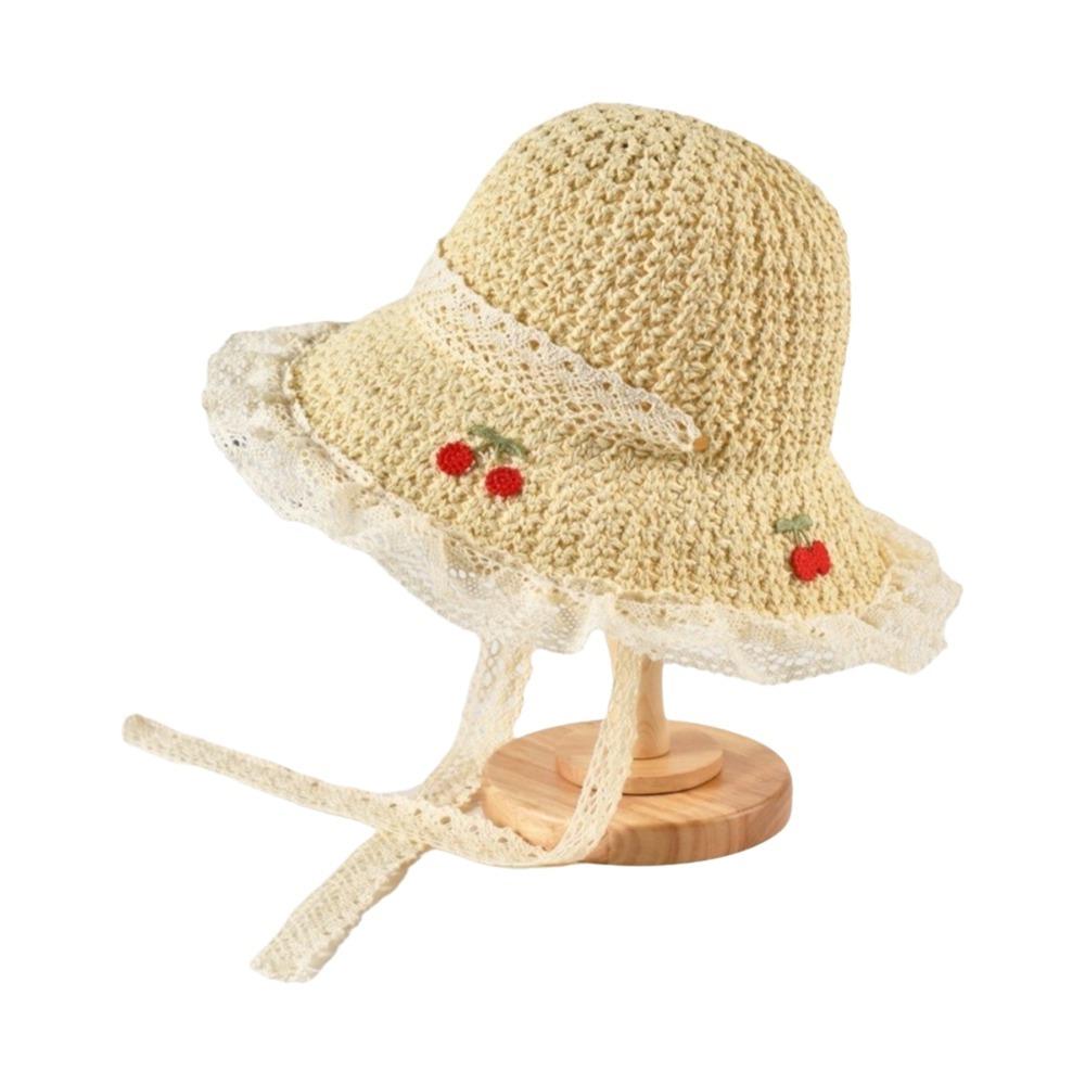 Однотонная соломенная шляпа-рыболовка Кружевная плетеная шляпа-ведро Уникальная женская шляпа от солнца Праздничная бежевый