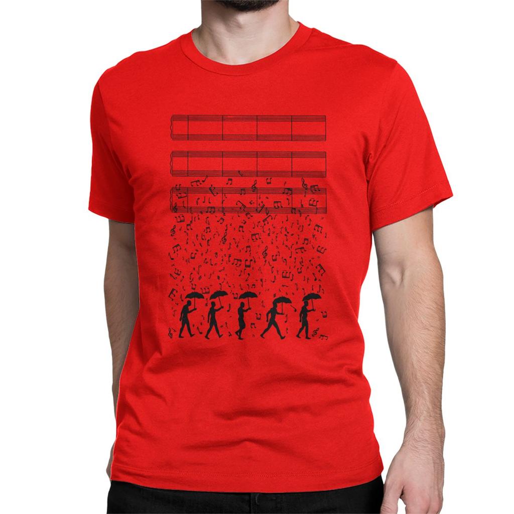 Funny Singing In The Raaaain T Shirt Men Crew Neck T Shirt Piano Music Musician Pianist