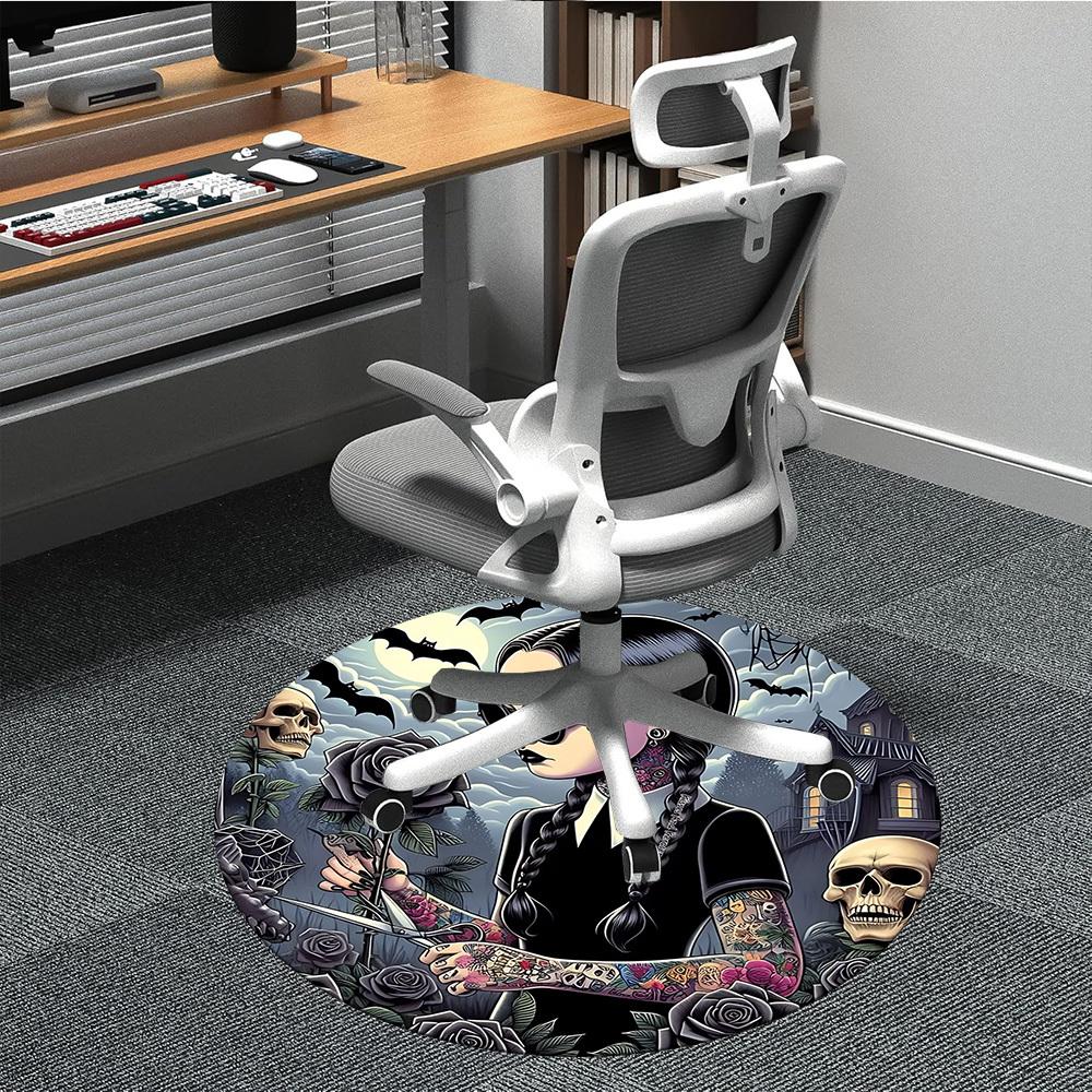 

1pc Wednesday Chair Carpet for Office Non Slip, Machine Washable Rug for Office, Room Holiday Decor for Christmas, Birthday Polyester 80cm