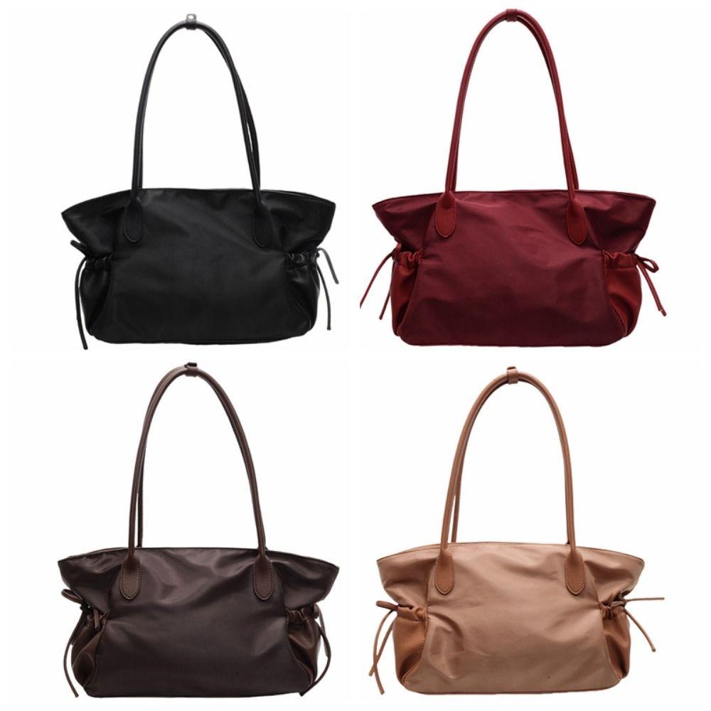 Zipper Nylon Cloth Tote Bag Lightweight Handbag Office Worker Tote Underarm  Bag  Travel