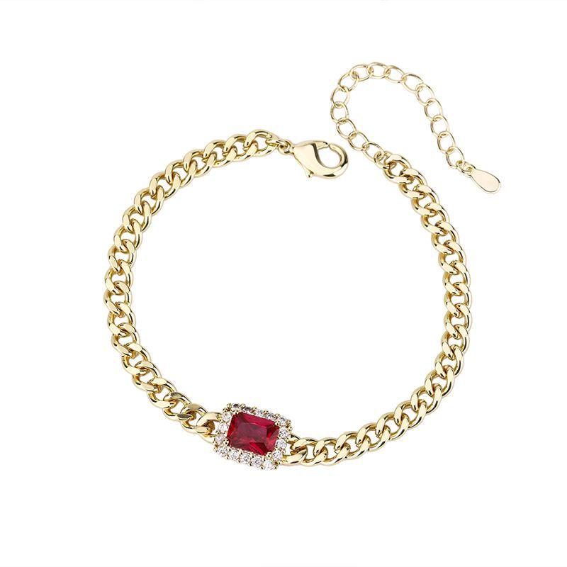 

Jewelry Imitation Color Treasure Bracelet Emerald Pigeon Blood Ruby Rectangular Main Stone 6 * 8