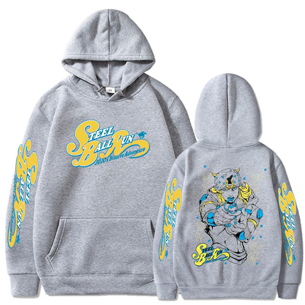Anime Jojo Bizarre Adventure STEEL BALL RUN Jonathan Joestar Hoodies Men Women Clothing Hip Hop Oversized Hooded Sweatshirts Tops