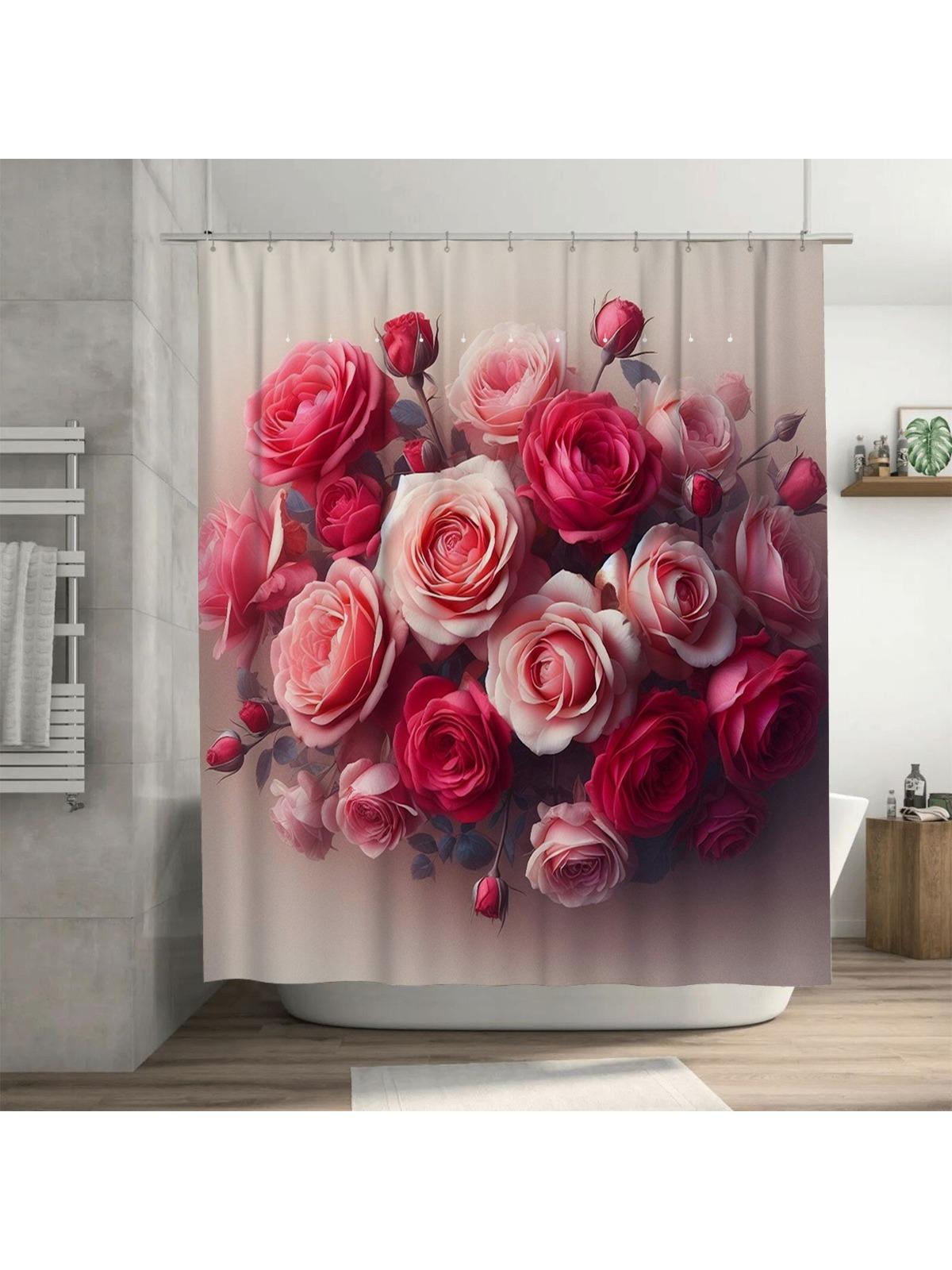 3D Розовая Роза Шторка для душа | Элегантный и Романтичный Декор для ванной комнаты 90X180cm