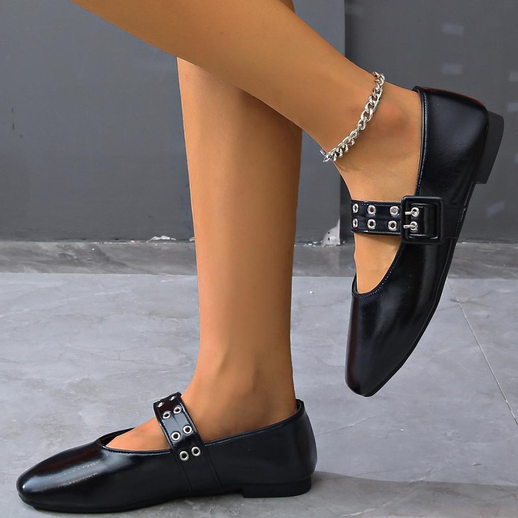 Large size French retro flat shoes women's new temperament Mary Jane retro versatile one-word shoes