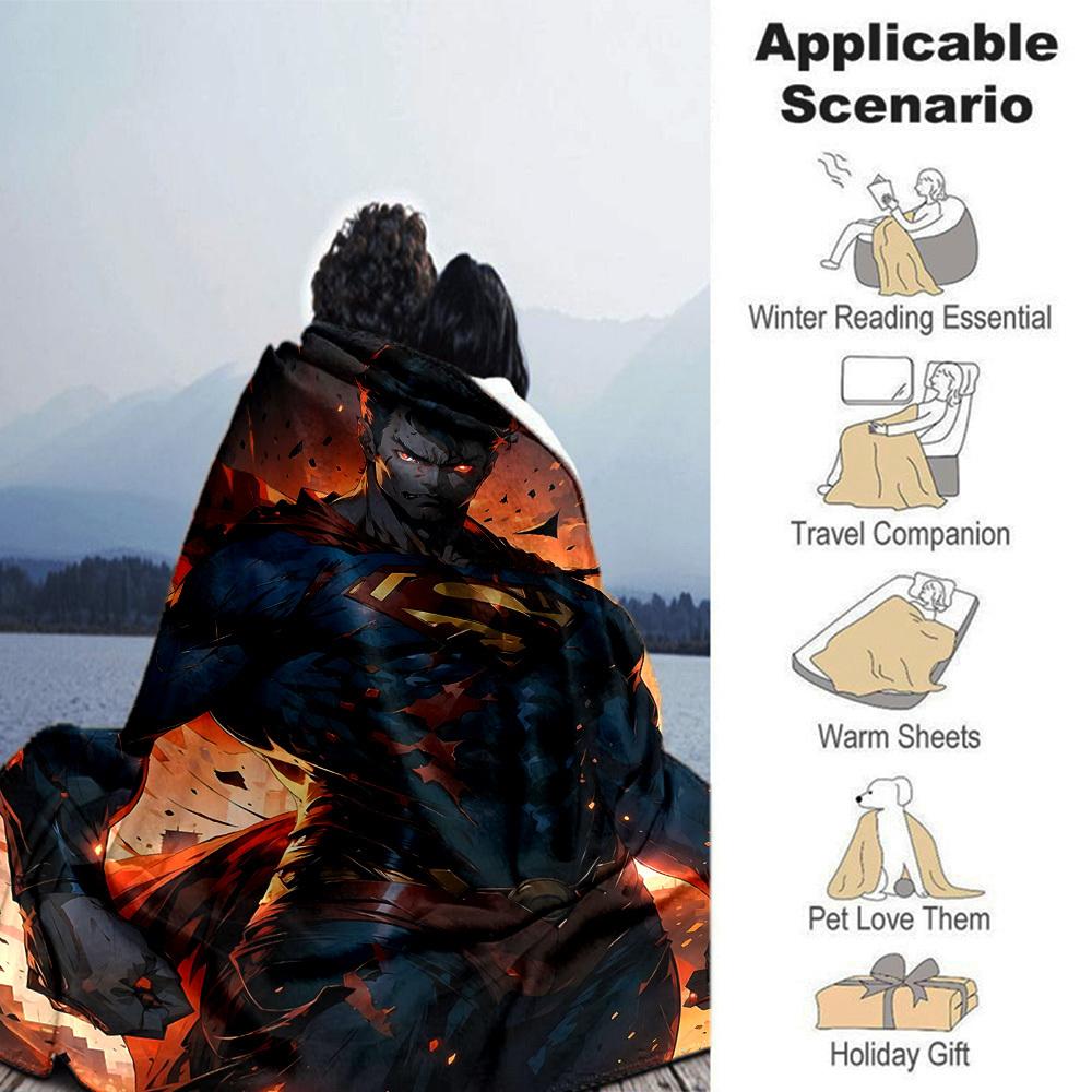 1pc Superman hero Flannel Blanket Soft Warm Throw for Home, Office, Travel, All-Season Cozy Bedding GiftL1028