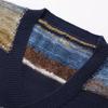 Mens Striped Chunky Cardigan Sweaters Button Up Fall Trendy Color Block Long Sleeve Knit Sweater Coats