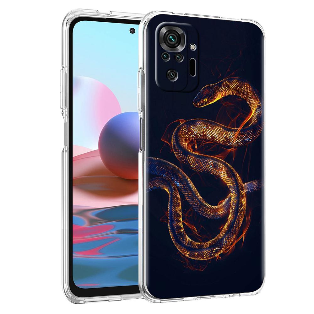 Transparent Phone Case for Redmi 13C 12C 10C Note 13 12 11 11T K40 Gaming Plus Pro 4G 5G Soft TPU Cover Shell New Year Snake Bag