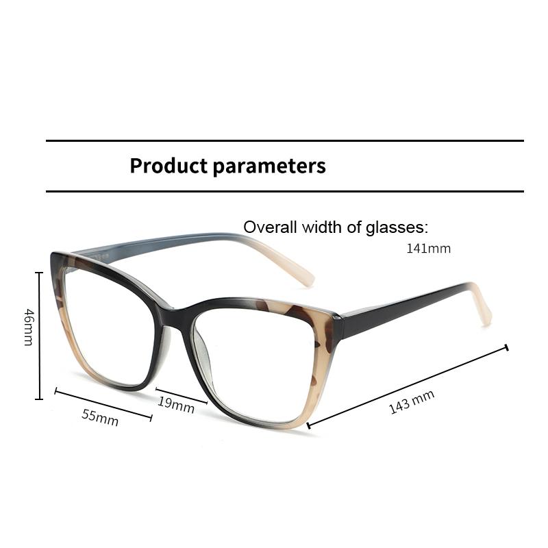 Fashion Cat-Eye Blue Light Blocking Reading Glasses Women's INS Style Large Frame Comfortable Spring Temples Presbyopia Glasses