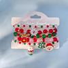 Snowflake & Christmas Tree Beaded Bracelet Set with Cartoon Pendants - Festive Alloy Accessories Gift