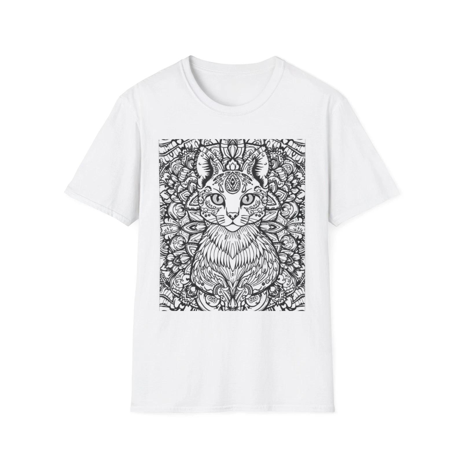Paint your own shirt Mystical Third-Eye Cat T-Shirt | Intricate Line Art L