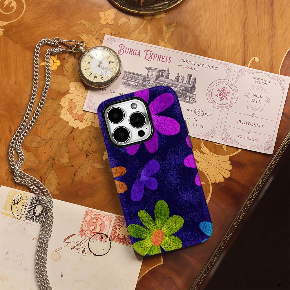 Neon Painted Daisies Phone Case for IPhone 17AIR 16E 16 15 14 13 12 11 17 Pro Max Plus Double-layer Back Cover