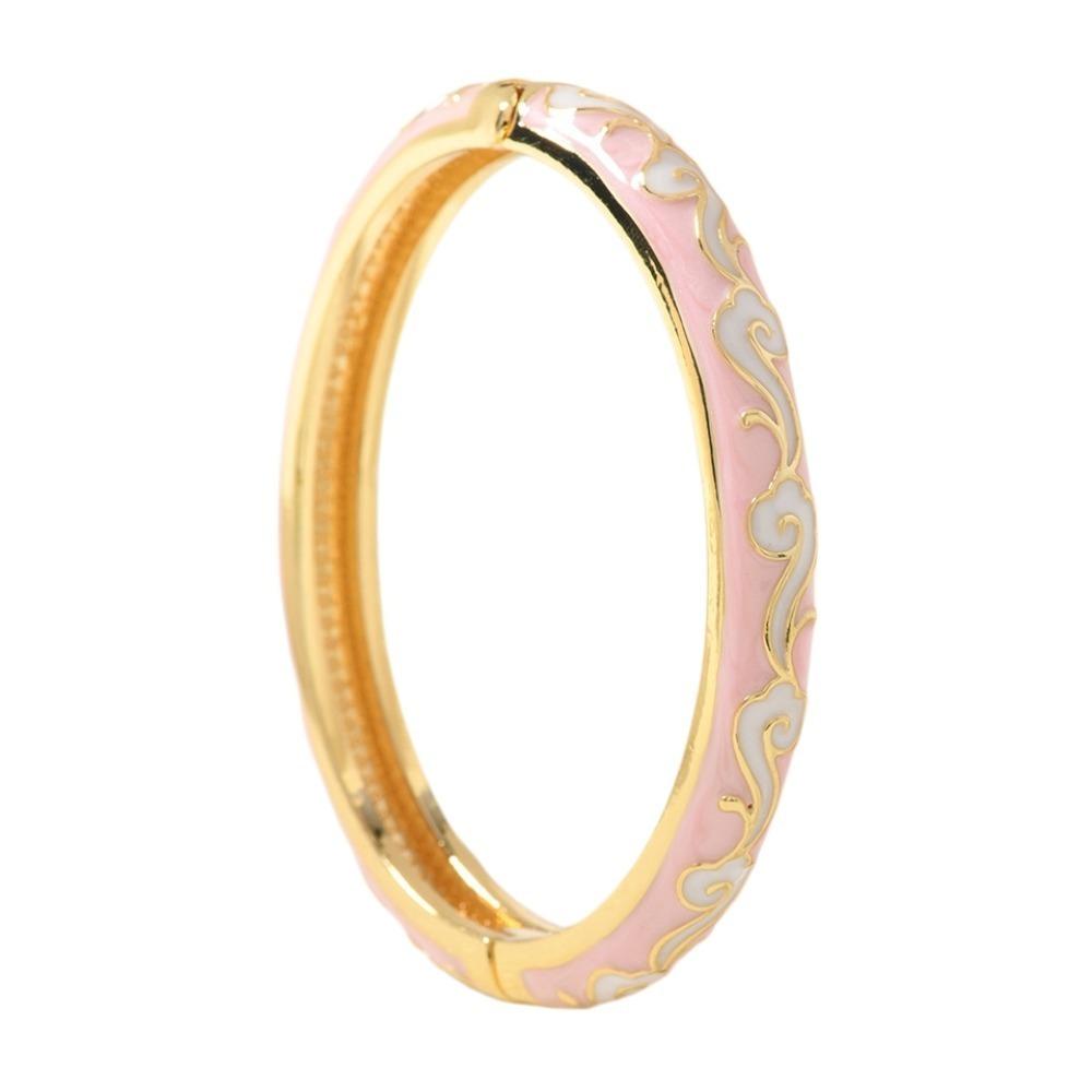 Golden Edge Auspicious Clouds Chinese Flower Bangle Traditional Women s Hand Bracelet  Ladies розовый