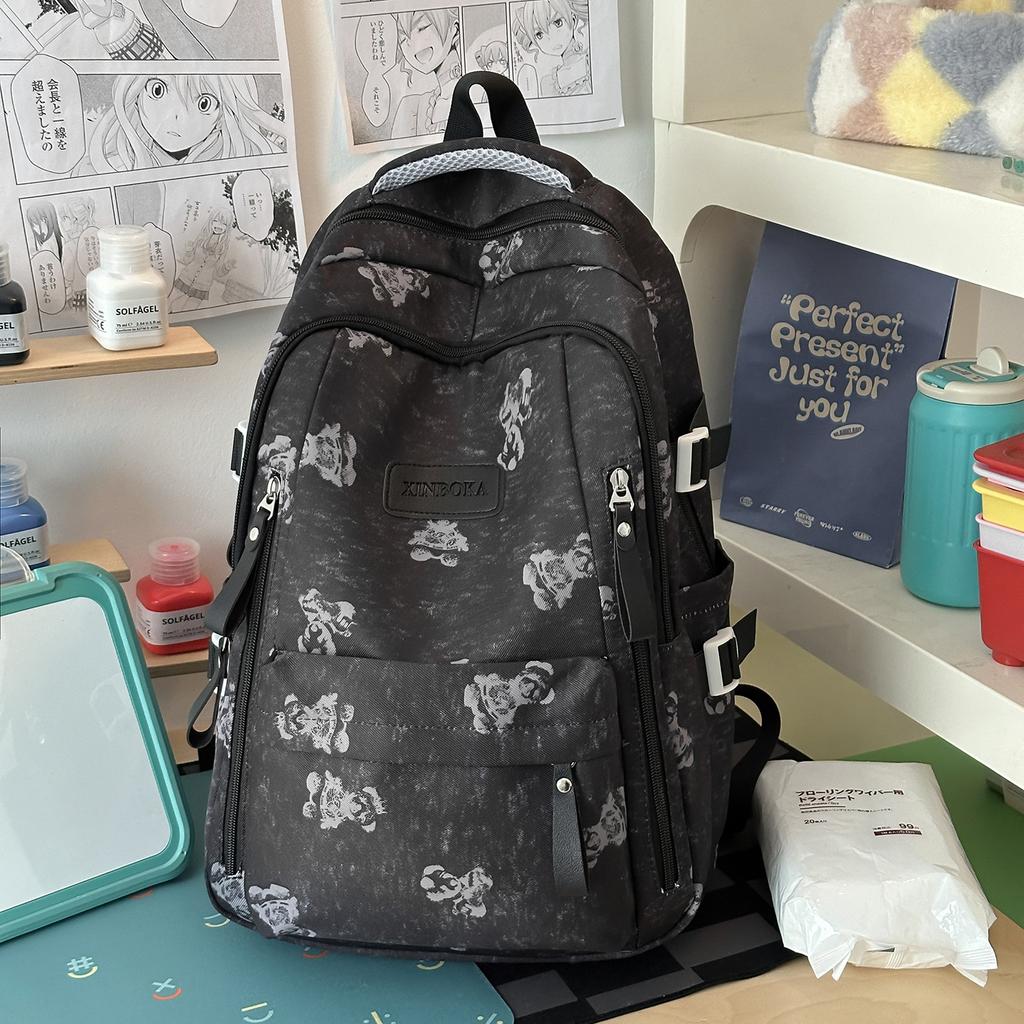 Schoolbag New Large Capacity Bear Backpack Middle School Student School Bag Ins High Value Fashion Casual Backpack Lightweight Girls
