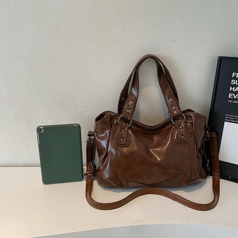 Vintage Damen PU Handtasche, Einfache Tragetasche, Messenger Bag mit großem Fassungsvermögen, Modische Alltags-Handtasche mit großem Fassungsvermögen, Vintage-Stil