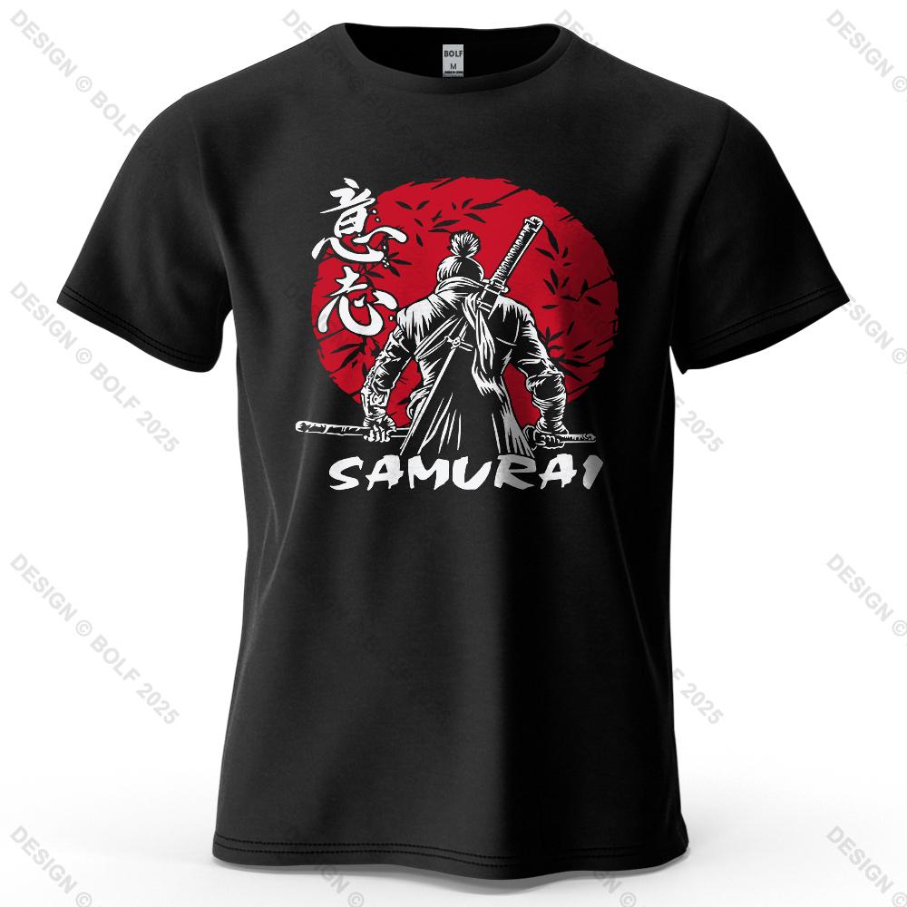Samurai Will Vintage Printed Men's T-Shirt 100% Cotton Oversized Determined Graphic Tees for Women Tops Tees Casual Streetwear