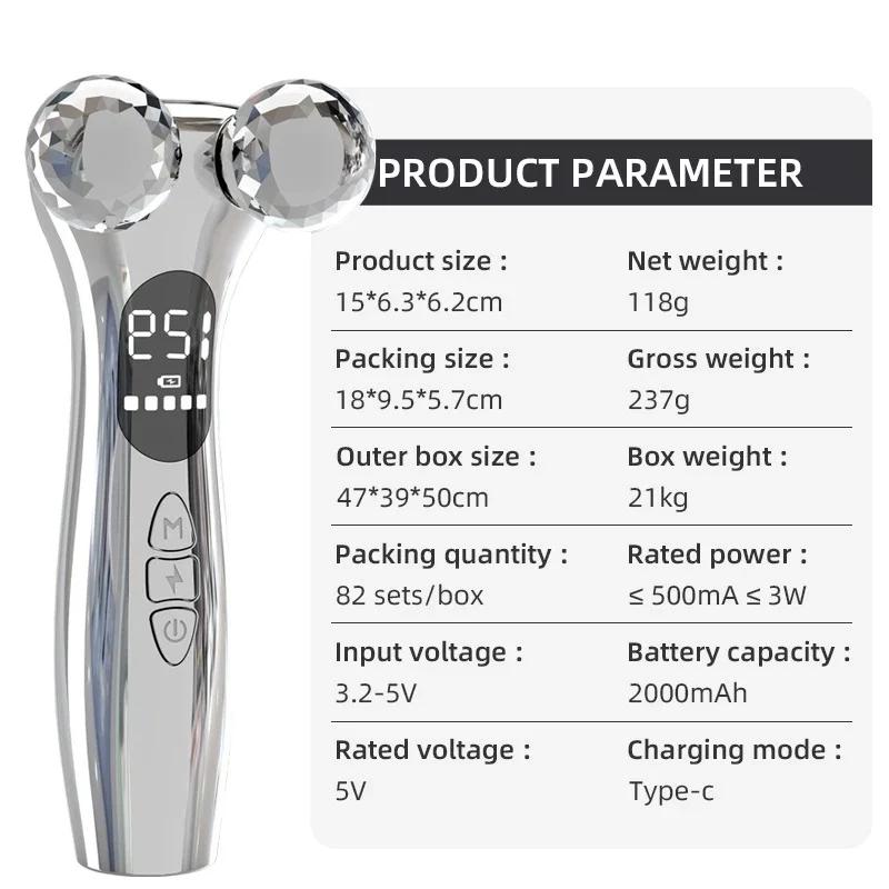 Masajeador Facial de Rodillo 4D Dispositivo EMS para Lifting Facial V-Face Reductor de Papada Reafirmante de la Piel Cuidado de Ojos Masajeador Vibratorio