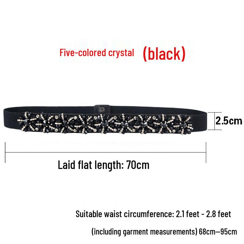Women's Rhinestone Flower Elastic Waist Belt