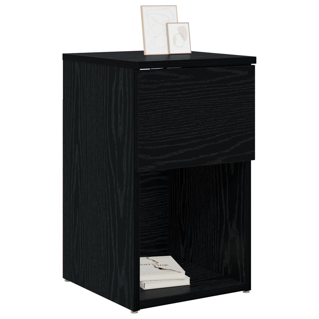 Bedside Cabinet in Black Oak 29 x 31.5 x 49 cm Engineered Wood