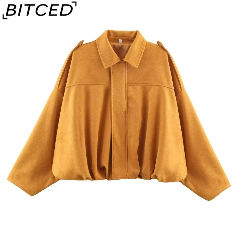 BITCED Women's Pre-Spring Fashion Suede-Effect Pilot Jacket