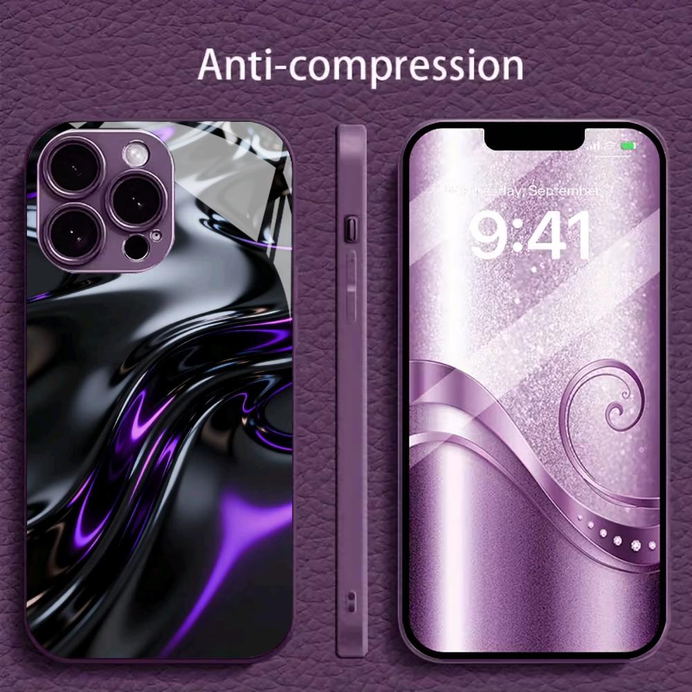 Schwarz Lila Flüssiger Wirbel für iPhone 17 Hülle Mode für coque iphone Hülle fundas Glas für iPhone 17 16 15 14 13 12 pm Pro Plus